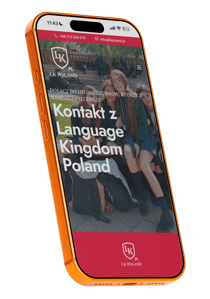 Ekran telefonu ze stroną kontaktową LK Poland