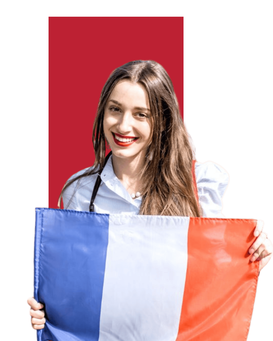Uczestniczka programu z flagą Francji
